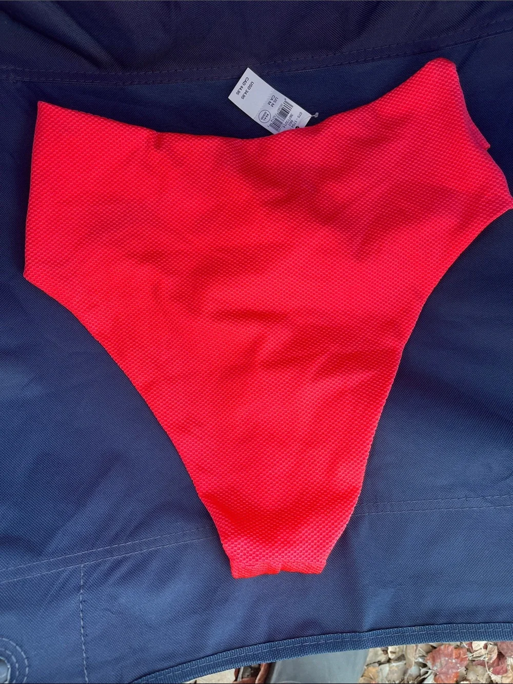 aerie High-Rise Textured Bikini Bottom — Neon Coral Pink